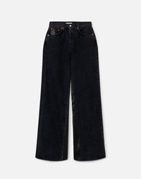 RE/DONE Women's High Rise Wide Leg Jeans in back to black leather - women's jeans
