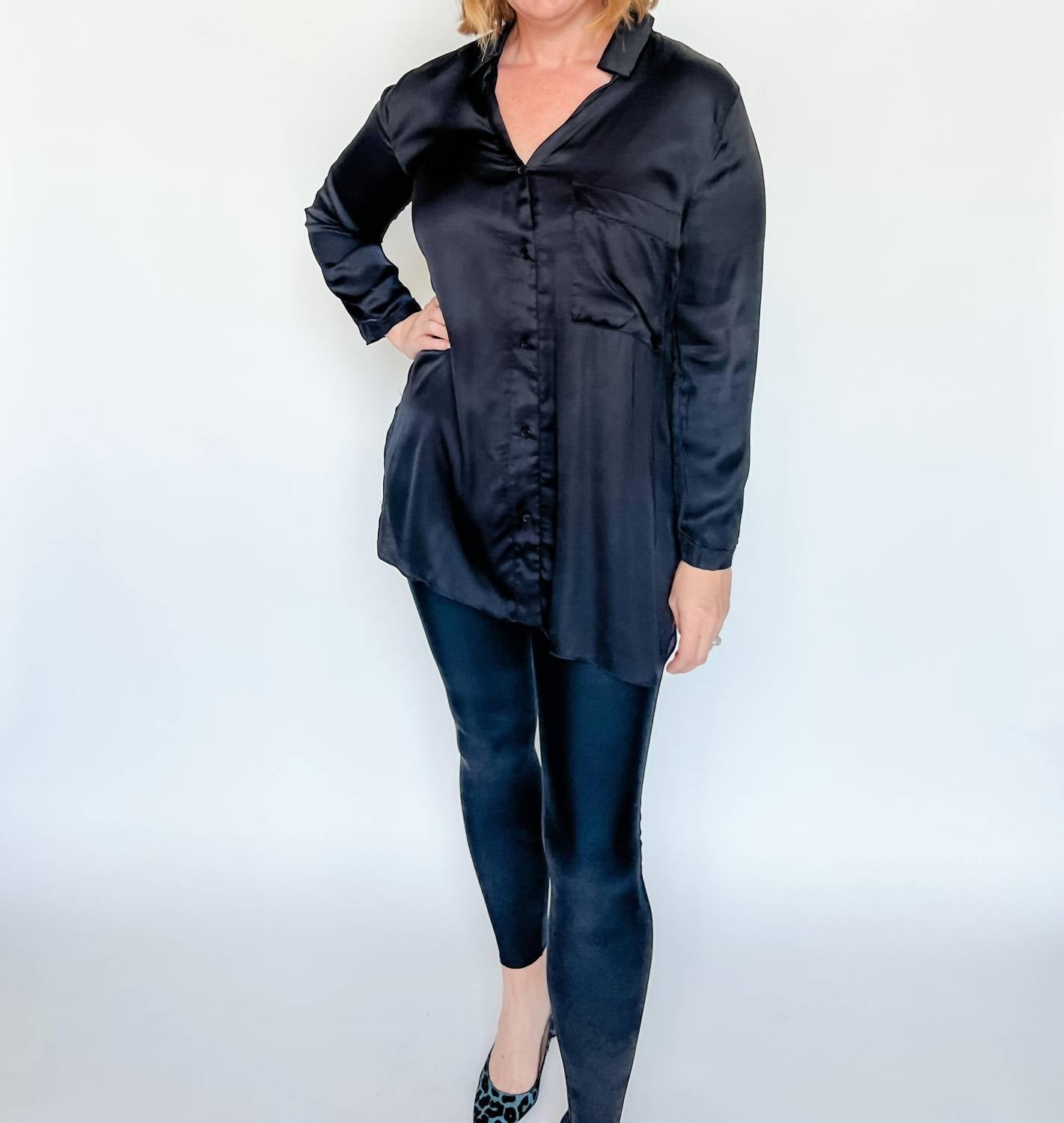 Dress Forum - Highly Favored Long Satin Shirt
