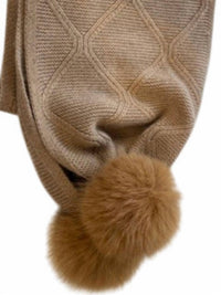 Kinross Women's Luxe Cable Scarf in camel - women's scarf - detail view