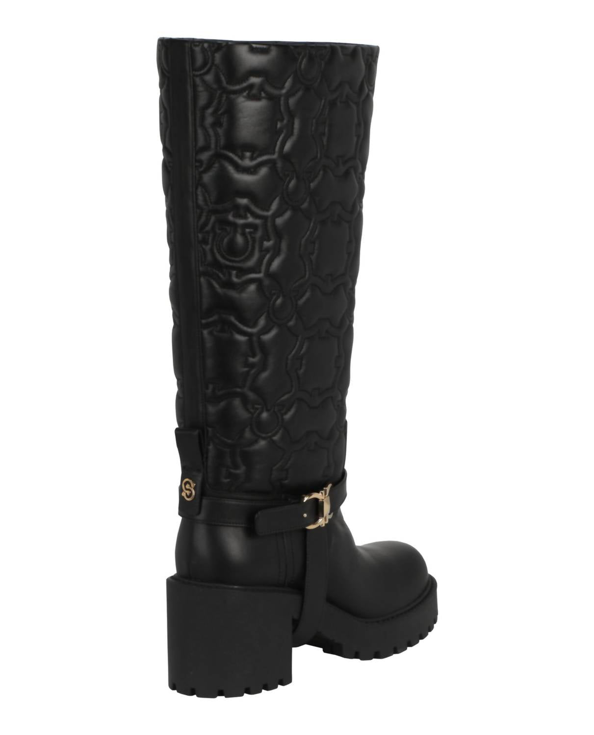 Salvatore Ferragamo Women's Shiran Knee-high Leather Boot in black - women's shoe - alternate view