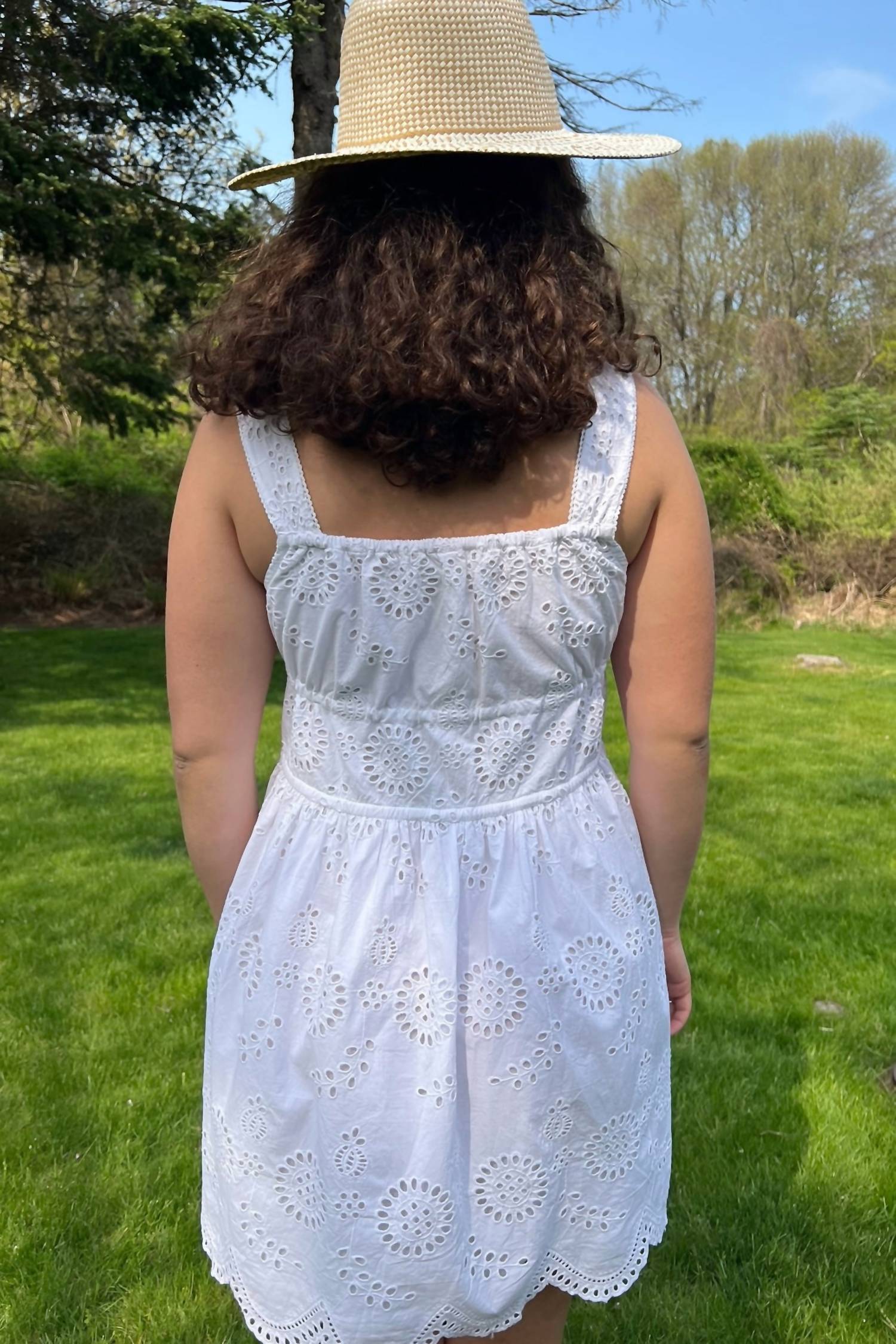 NIBI MTK Louisa Eyelet Mini Dress in white - women's dress - alternate view