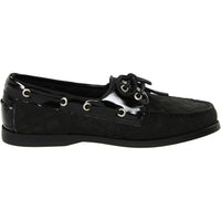 Sebago Women's Coast Two Eye Quilted Boat Shoes in black - women's flats - alternate view