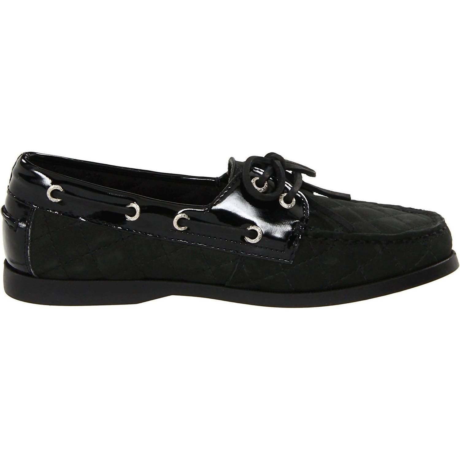 Sebago Women's Coast Two Eye Quilted Boat Shoes in black - women's flats - alternate view