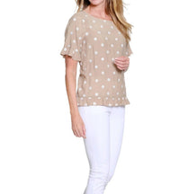 Multiples - Scoop Neck Ruffle Hi-lo Button Top