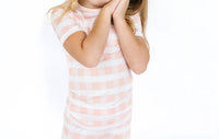Emerson And Friends - Kids Gingham Two-piece Bamboo Short Sleeve Pajama Pants Set