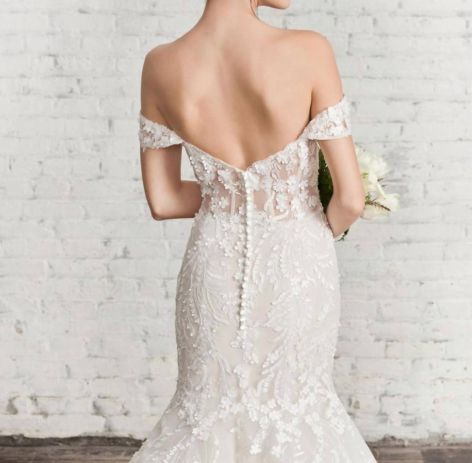 Kenneth Winston Off-shoulder Floral Fit And Flare Gown in ivory - women's dress - view 4