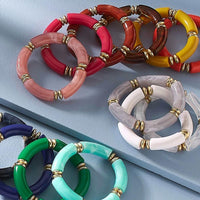 CANVAS Style Women's Lelani Disc Resin Stretch Bracelet in marigold - women's jewelry - alternate view