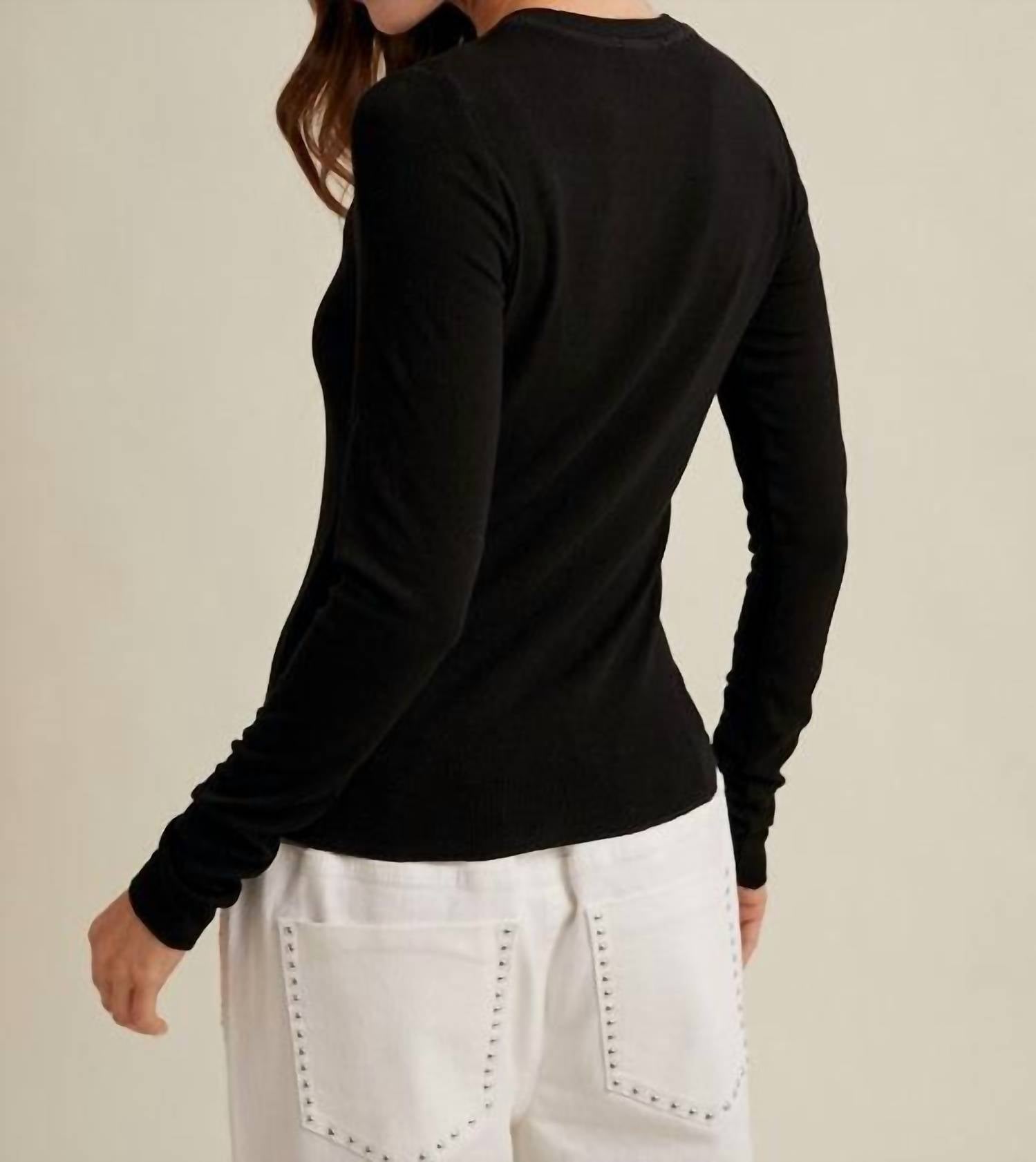 WISHLIST Just Your Basic Long Sleeve Tee in black - women's long sleeve top - alternate view