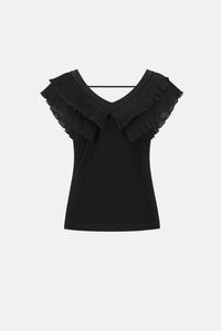 Joseph Ribkoff - Silky Knit and Georgette Fitted Top with Pleats