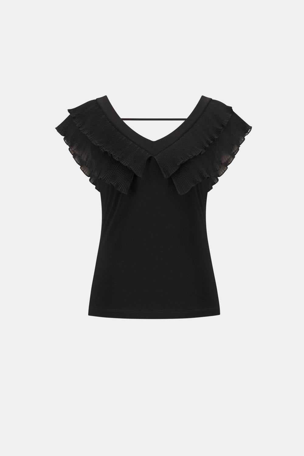 Joseph Ribkoff - Silky Knit and Georgette Fitted Top with Pleats