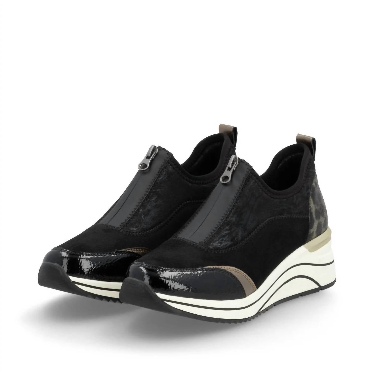 Remonte Women's Eleni 08 Shoes in black leopard - women's sneaker