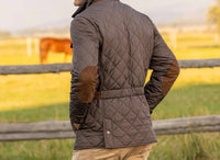 Madison Creek Outfitters Adventurer Diamond Quilted Nylon Jacket in gunmetal - men's jacket - detail view