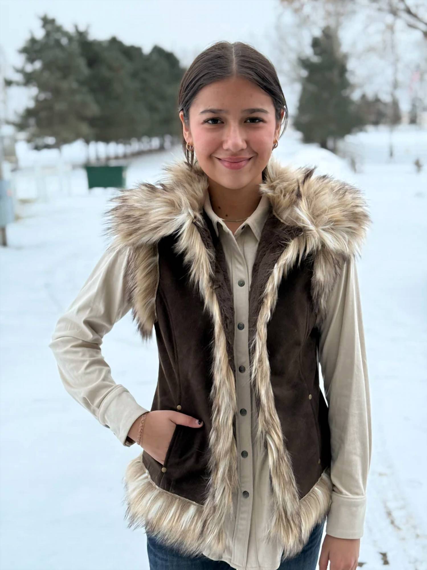 Tasha Polizzi - Luxe Faux Fur Collared Vest