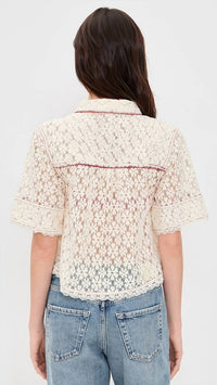Free People Mannie Lace Button Down Top in whisper white - women's blouse - view 5