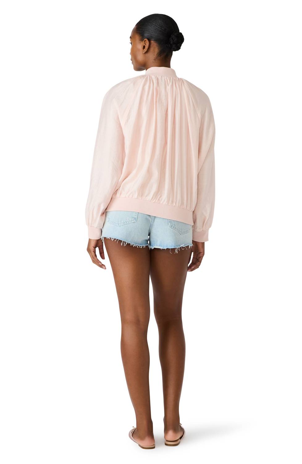 STEVE MADDEN Bessie Woven Bomber Jacket in light pink - women's jacket - alternate view