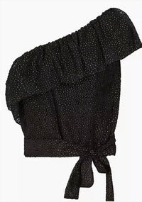 Reiss - Nora Metallic Spot Asymmetric Neck Tie Detail Top