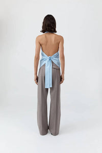 St. Agni - Oxford Halter Tie Back Top