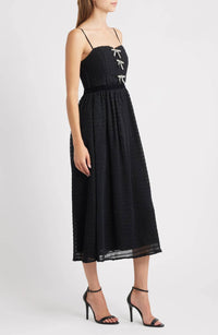 Moon River - Spaghetti Strap Pleated Chiffon Midi Dress