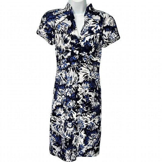 Theia - Women's Button Front Mandarin Collar Sheath Dress