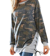 Grateful Hearts - Long Sleeve Lace Up Side Top