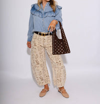 Ee:Some - Snow Washed Denim Ruffle Top