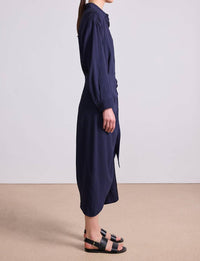 APIECE APART Alessandra Sarong Shirt Dress in midnight - women's dress - alternate view