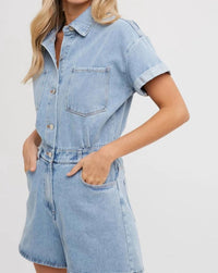 Bluivy - Denim Button Down Shirt Romper
