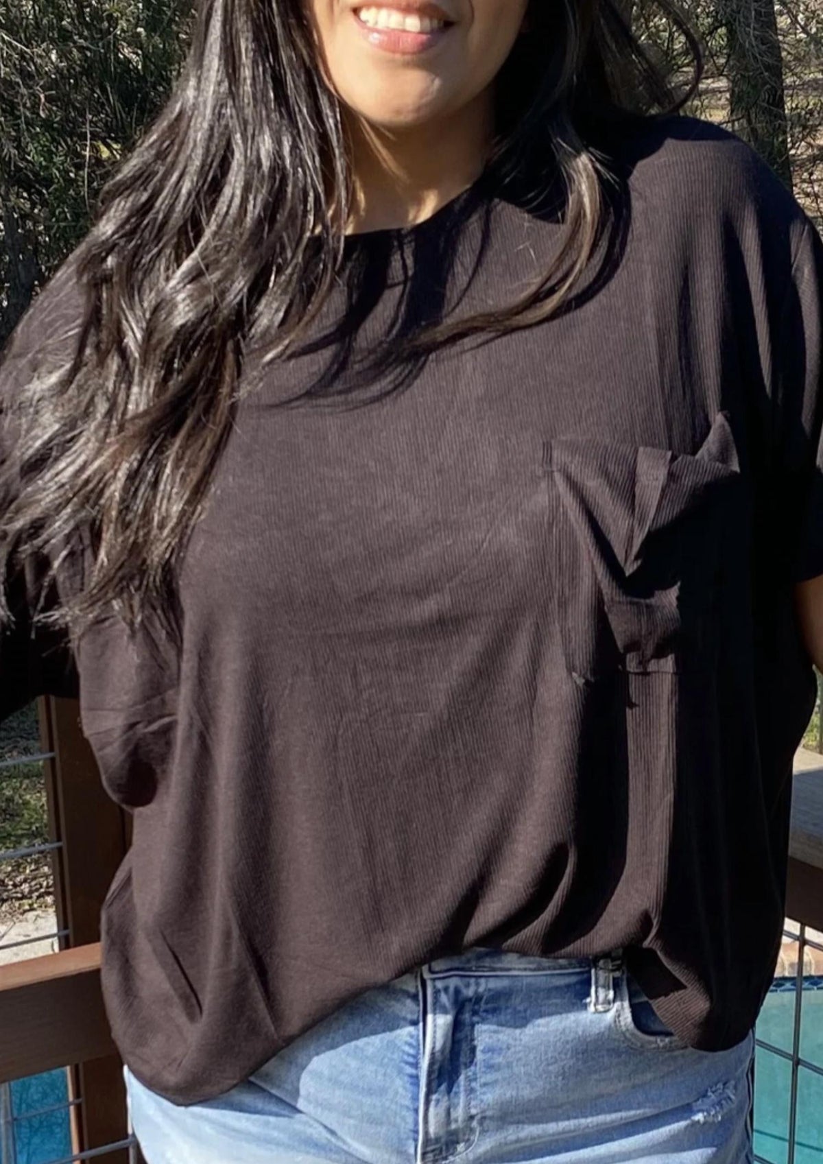 Zenana - Oversized Ribbed Short Sleeve Top
