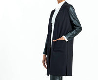 Clara Sun Woo - Liquid Leather Sleeve Cardigan