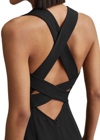 Reiss Nylah Cross Back Bodycon Midi Dress in black - women's dress - view 4