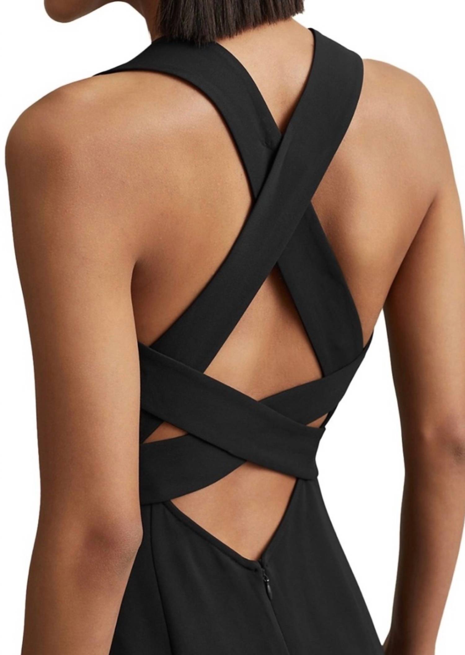 Reiss Nylah Cross Back Bodycon Midi Dress in black - women's dress - view 4