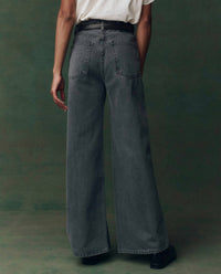 THE GREAT. Slouch Wide Leg Jean in graphite wash - women's jeans - alternate view