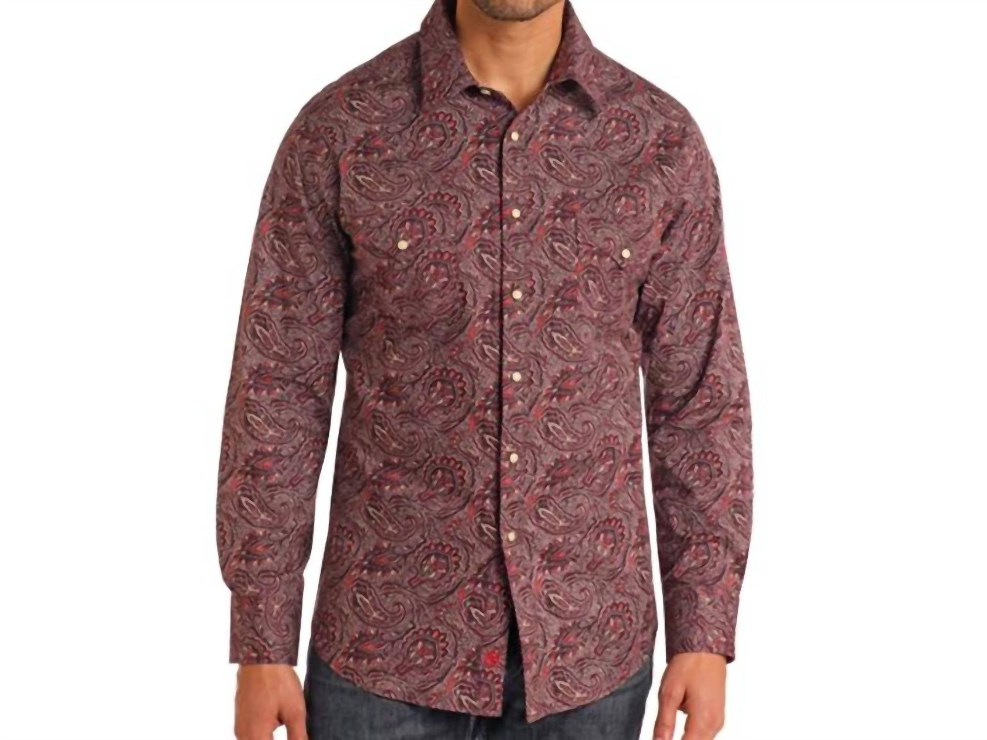 Rock & Roll Denim - Paisley Printed Long Sleeve Snap Shirt