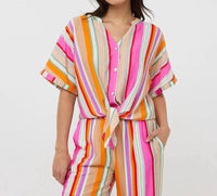 Esqualo - Birit Knot Striped Blouse