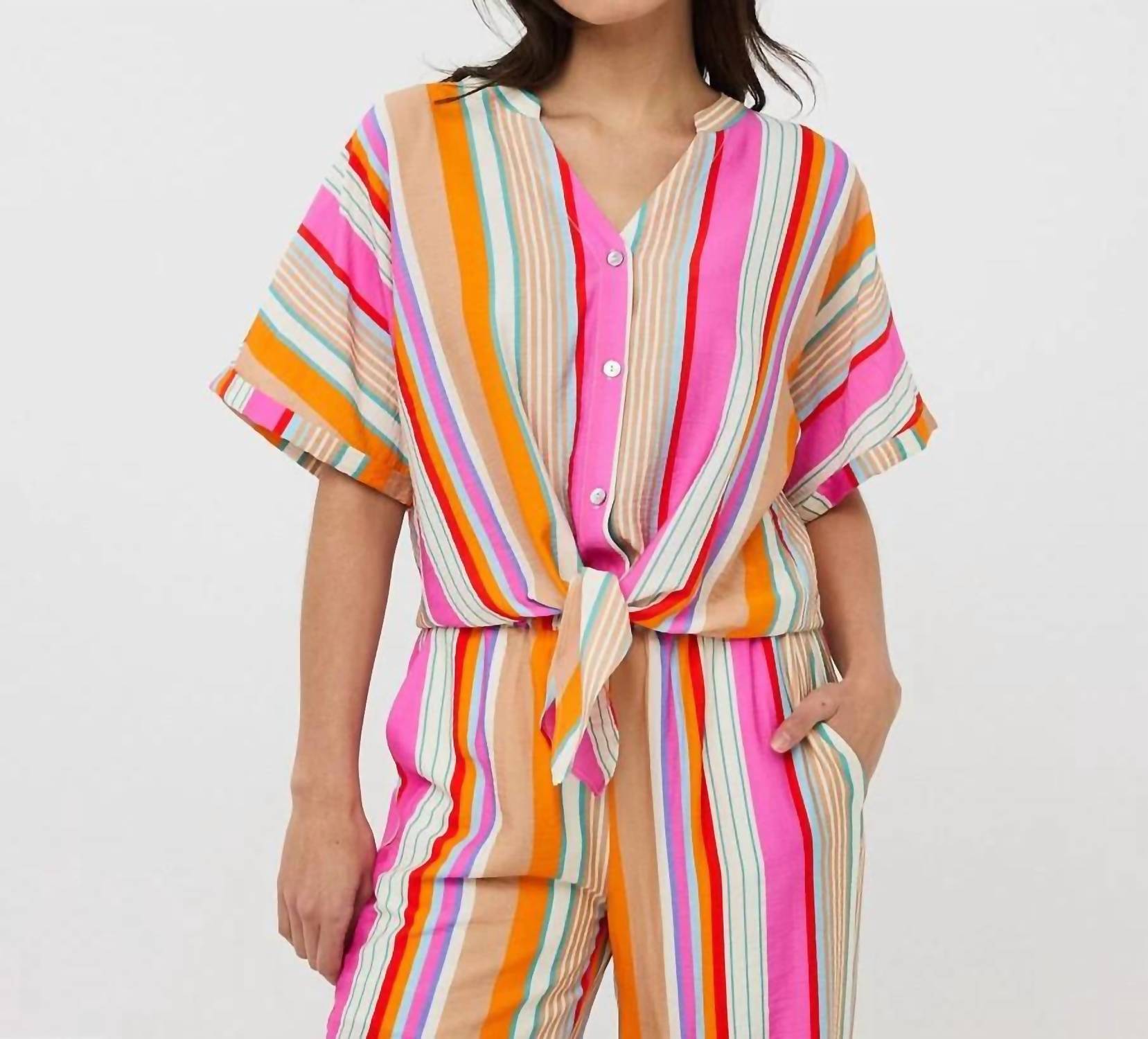 Esqualo - Birit Knot Striped Blouse