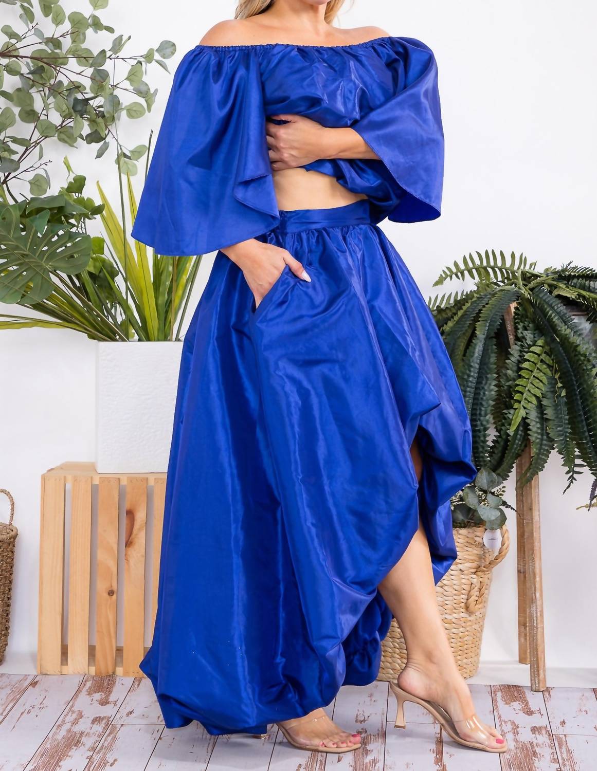 Karen Kane - Off The Shoulders Top And Hi-lo Skirt Set
