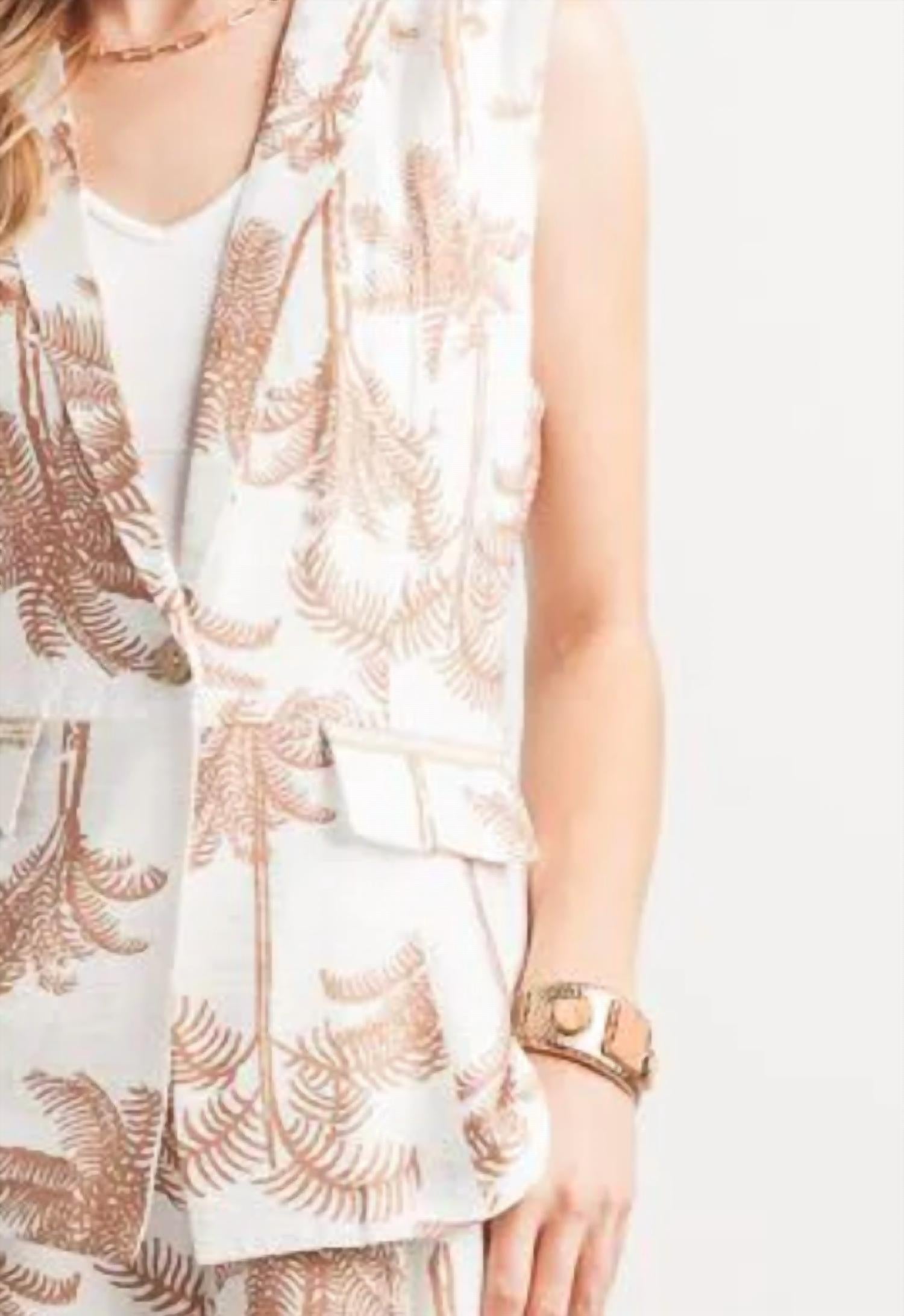 Papillon - Palm Tree Print Vest With Lace Detail