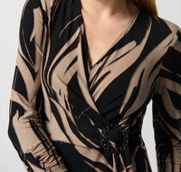 Joseph Ribkoff - Abstract Print Silky Knit Top With Side Buckle