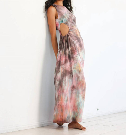 TIE-DYED CUTOUT SILK MAXI DRESS