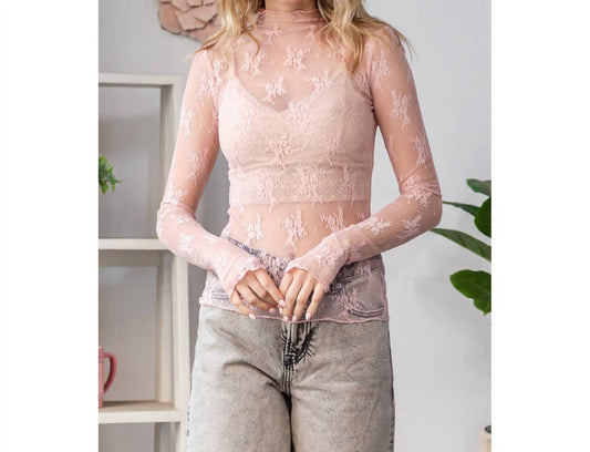 Veveret - Lace Long Sleeve See Through Top