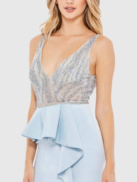 Mac Duggal - Embellished Illusion Peplum Bodice Gown