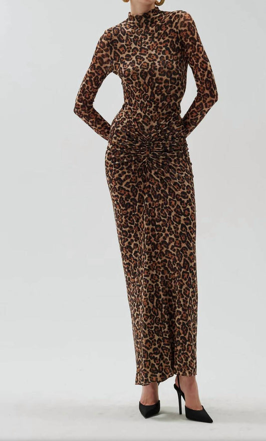 Ronny Kobo - Scorpio Leopard Ruched Maxi Dress