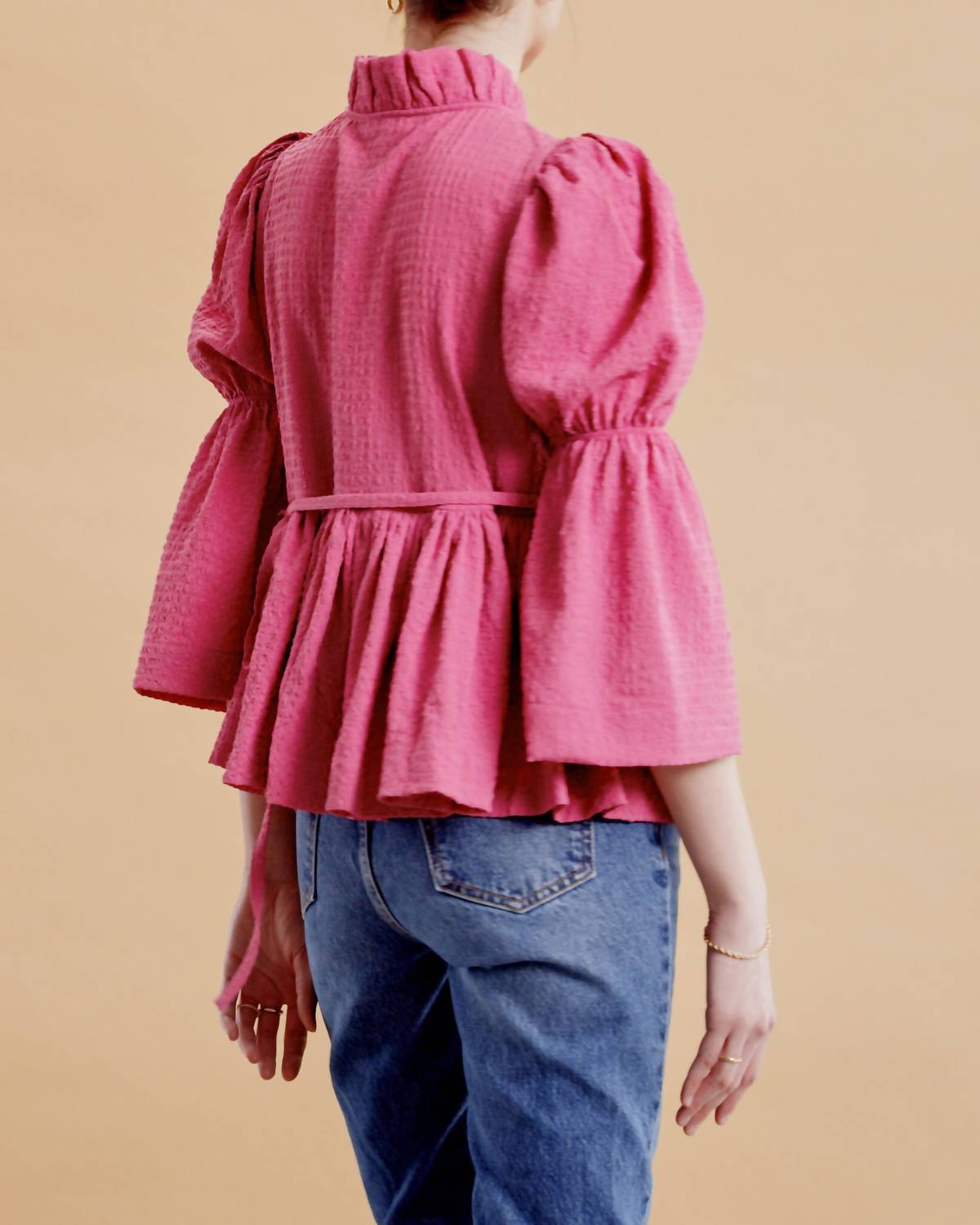 byTiMo Women's Bubble Wrap Blouse in pink - women's blouse - detail view