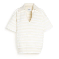 Barrie Short Sleeve Ripple Stripe Pullover Polo in white - women's t-shirt - alternate view