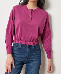 Lilla P - Elastic Waist Henley Sweater