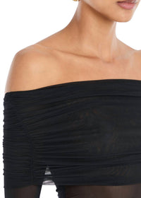 SER.O.YA Rosa Off-the-shoulder Sheer Top in black - women's blouse - view 5