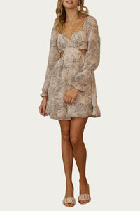 CUTOUT CHIFFON BABYDOLL MINI DRESS