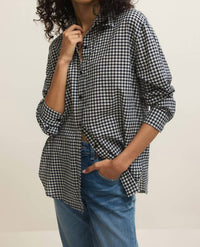 Z Supply Seaport Button Up Top in eclipse - women's shirt - detail view