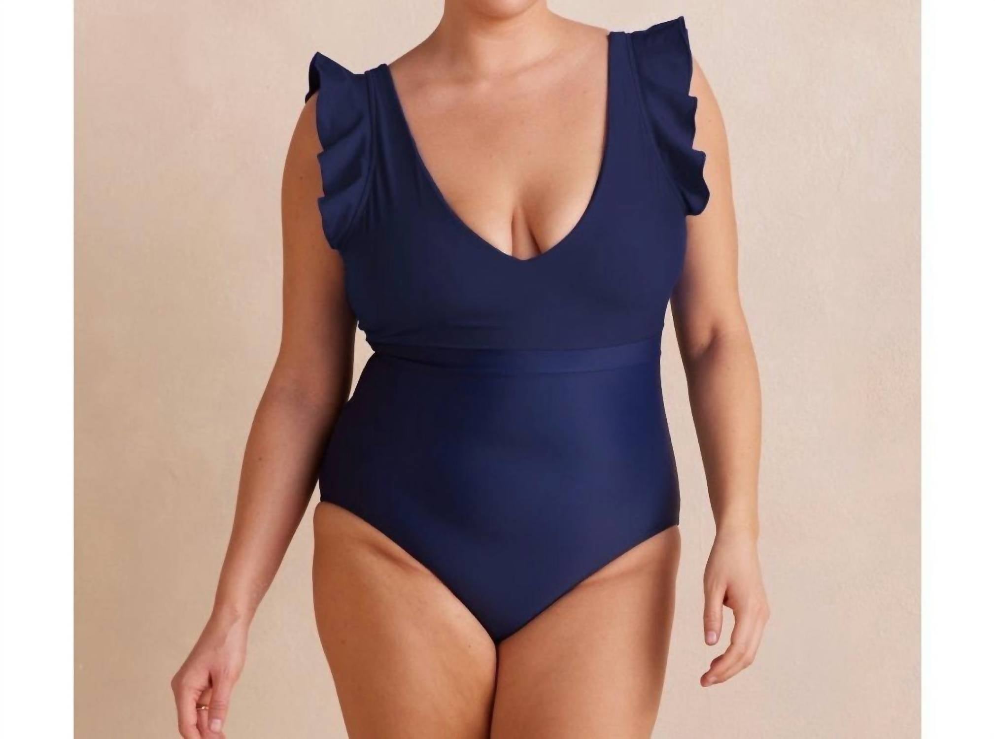 Summersalt Ruffle Backflip One Piece in navy - women's swimwear