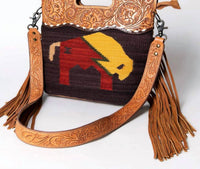 American Darling - Women's Tooled Leather Crossbody Clutch Bag